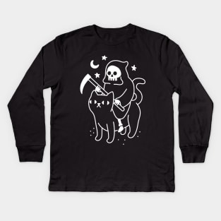 Death Rides a Black Cat Kids Long Sleeve T-Shirt